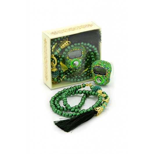 Stone Zikirmatik - Pearl Rosary Gift Set - Green Color