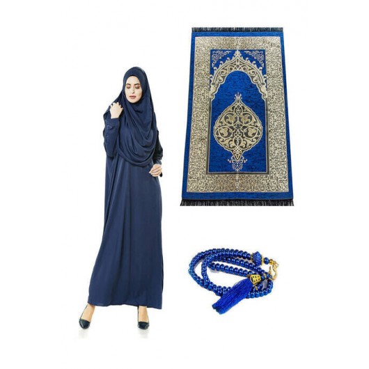 One-Piece Prayer Dress - Prayer Rug - Rosary - Prayer Set - Navy Color