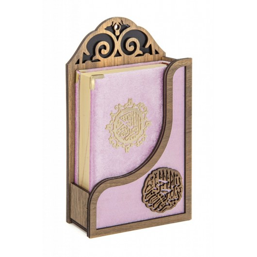 Vefa Velvet Covered Hanging Quran Set - Pink Color