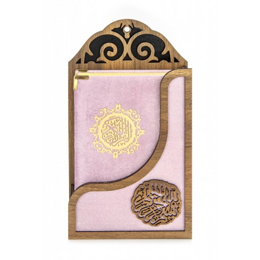 Vefa Velvet Covered Hanging Quran Set - Pink Color