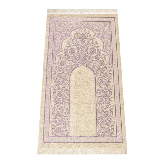 New Mihrab Chenille Luxury Prayer Rug Lilac