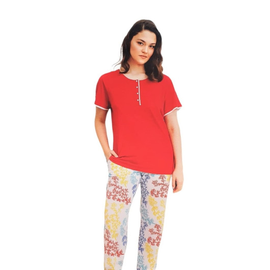 Bludream Buttoned Viscose Plus Size Women's Pajamas Set