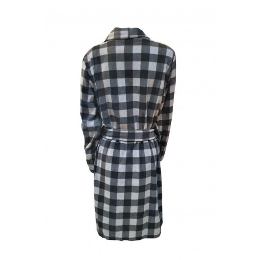 Ciciten 22302 Pocketed Plaid Checked Winter Fleece Women's Dressing Gown