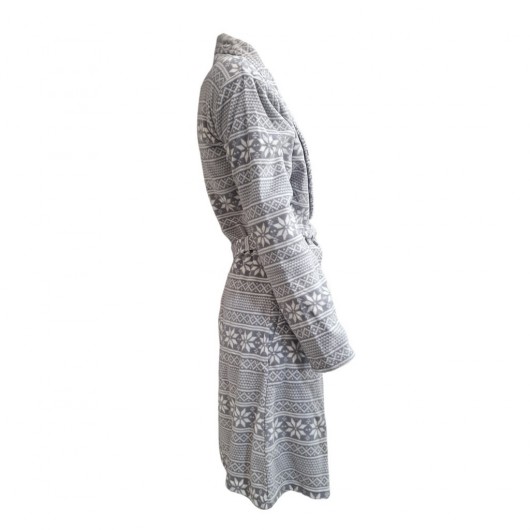 Ciciten 22307 Pocket Patterned Winter Fleece Women's Dressing Gown