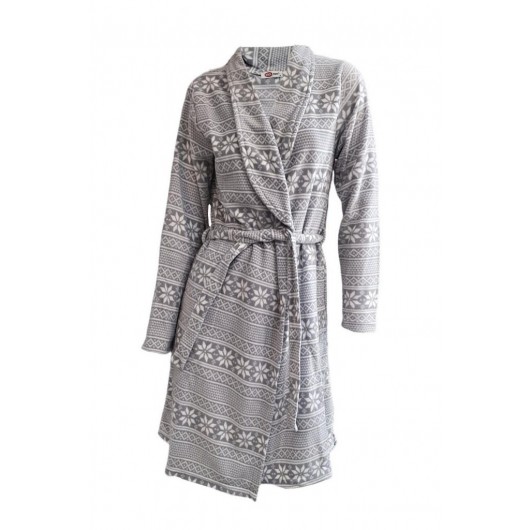 Ciciten 22307 Pocket Patterned Winter Fleece Women's Dressing Gown