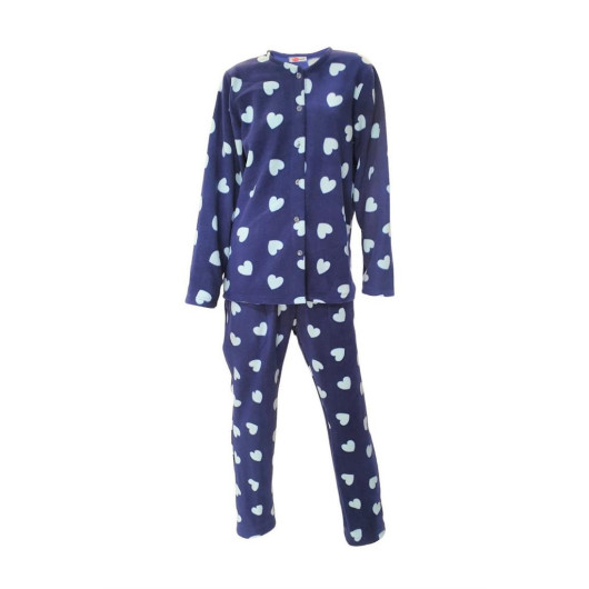 Ciciten 22314 Button Down Women's Fleece Pajamas Set