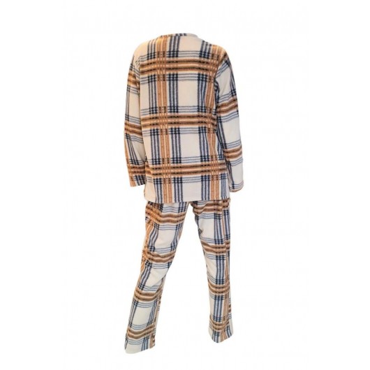 Ciciten 22317 Lapel Collar Patterned Women's Fleece Pajamas Set