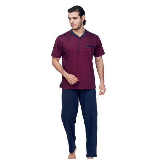 Double Kaplan 8642 Jacquard Cotton Short Sleeve Men's Pajamas Set