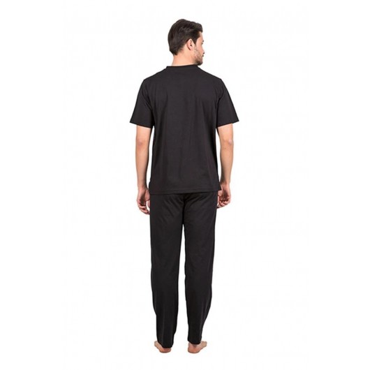 Double Tiger V-Neck Jacquard Short Sleeve Men's Pajamas Set