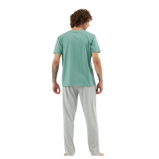 Eros 100% Cotton Striped Crew Neck Men's Pajamas Set