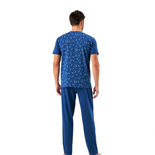Eros 100% Cotton Shirt Front Buttoned Men's Pajamas Set