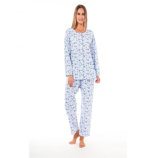 Estiva Battal Plus Size Women's Pajamas Set With Buttons On The Front