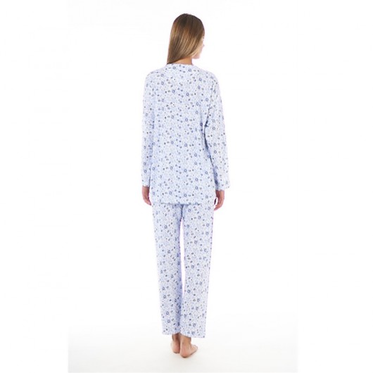 Estiva Battal Plus Size Women's Pajamas Set With Buttons On The Front