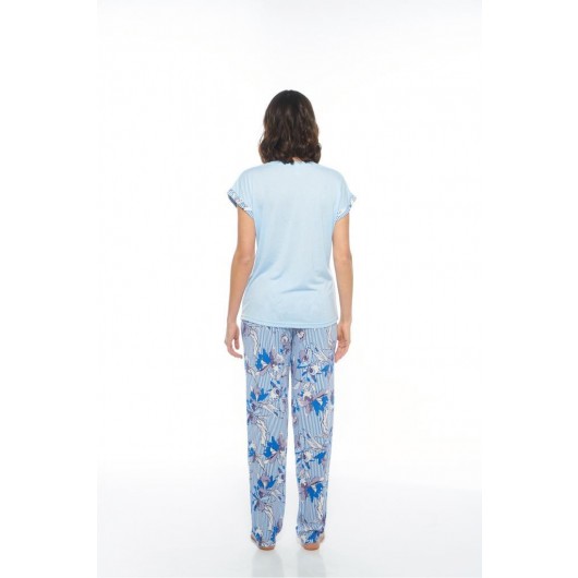 Estiva Floral Patterned Viscose Short Sleeve Women's Pajamas Set