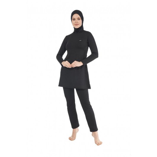 Estiva Patterned Bonnet Scarf Lycra Fully Covered Hijab Swimsuit