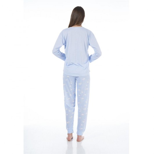 Estiva Patterned Long Sleeve Viscose Women's Pajamas Set