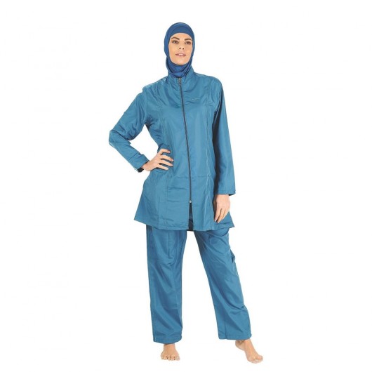 Estiva Solid Color Bonnet Scarf Parachute Fabric Hijab Swimsuit