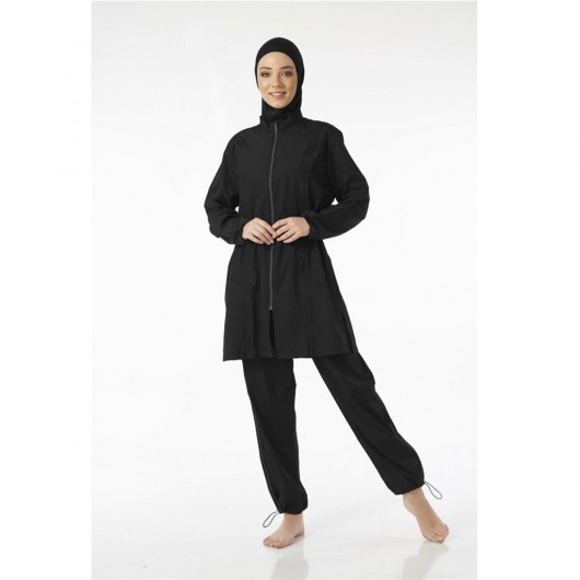 Estiva Solid Color Bonnet Scarf Parachute Fabric Hijab Swimsuit