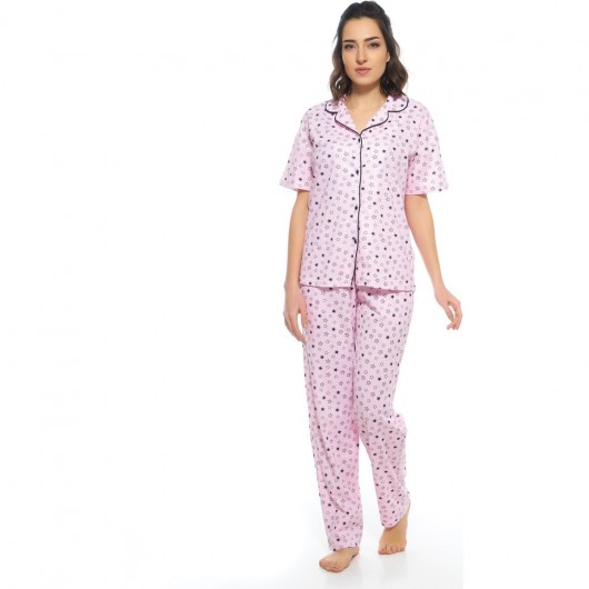 Estiva Star Pattern Button Down Women's Pajamas Set