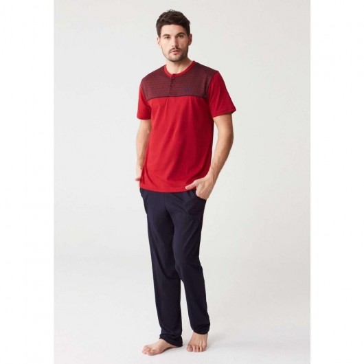 Mod 3259 Cotton Summer Short Sleeve Men's Pajamas Set