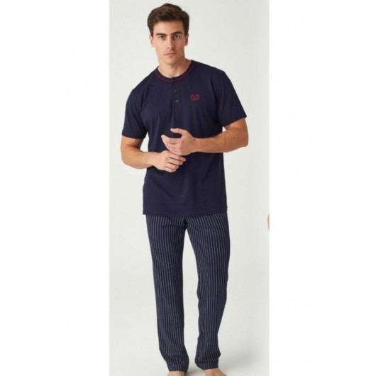 Mod Collection 100% Cotton Striped Men's Pajamas Set