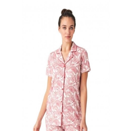 Mod Collection Button Down Shirt Women's Pajamas Set