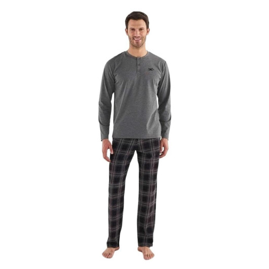 Mod Collection Plaid Collar Cotton Checkered Men's Pajamas Set