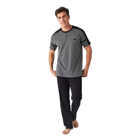 Mod Collection Zero Collar Short Sleeve Men's Pajamas Set