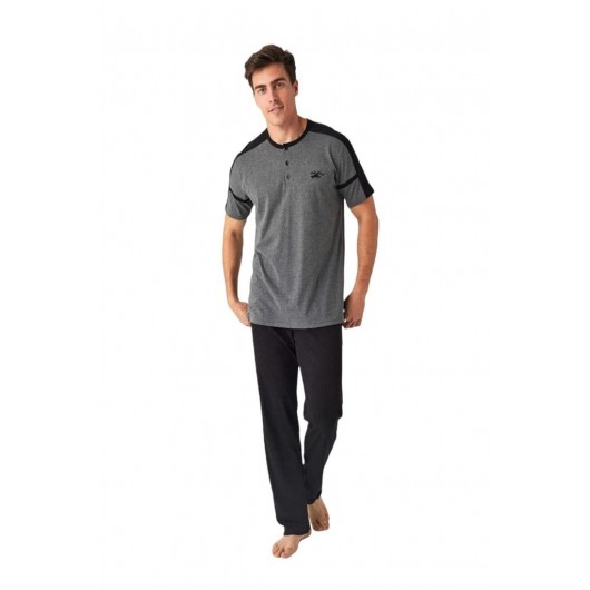 Mod Collection Zero Collar Short Sleeve Men's Pajamas Set