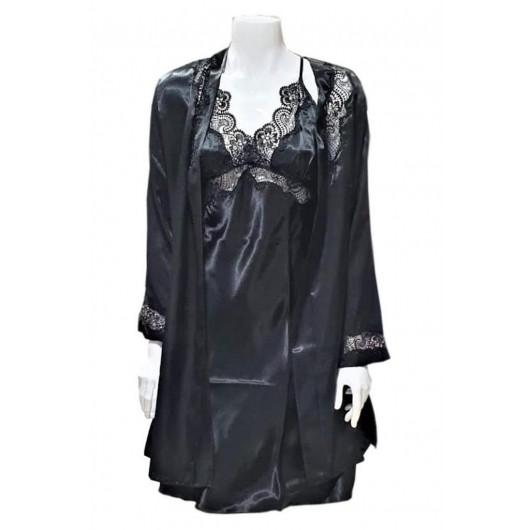 Nurteks 5366 2-Pack Dowry Satin Nightgown Robe Set