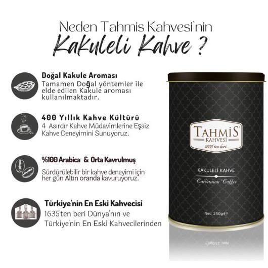 Turkish Coffee With Cardamom From Tahmis Brand, 250 Grams
