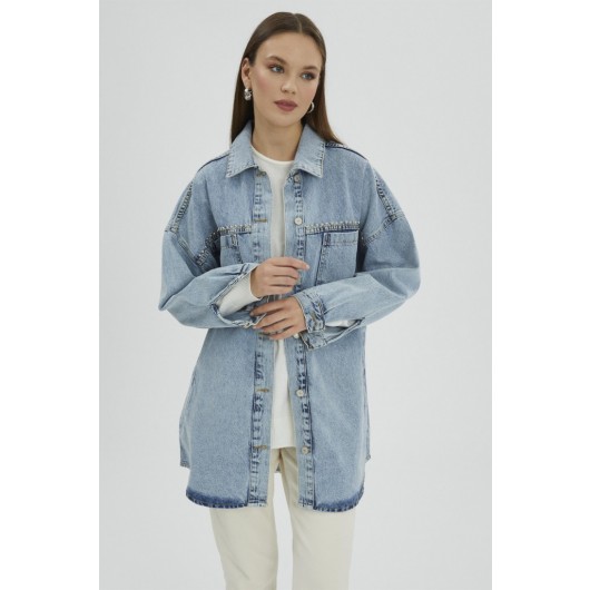 Accessory Detailed Oversize Jean Jacket