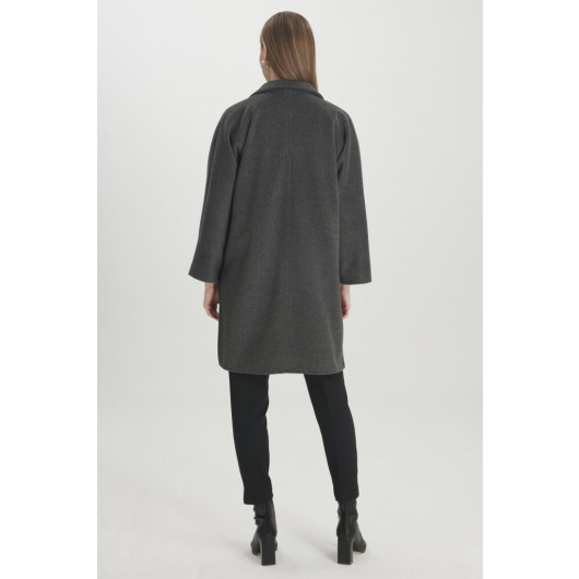 Double Breasted Collar Short Cachet Smoked Coat