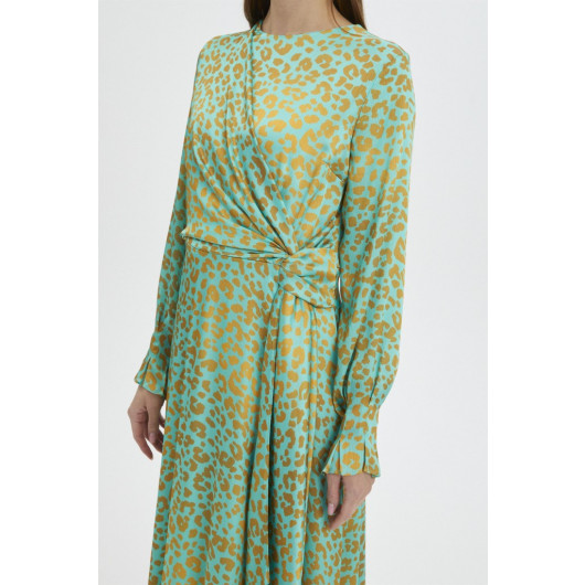 Lepoar Patterned Green Long Dress
