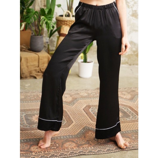 Elegant Pure Silk Pajama Pants Black Color