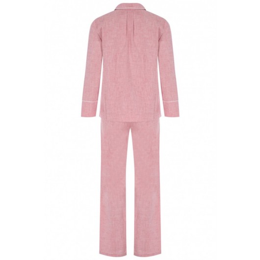 Pi̇nk Linen Pajama Set For Women