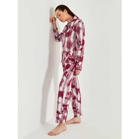 Women's Pajama Set, Claret Red / Burgundy Zeno