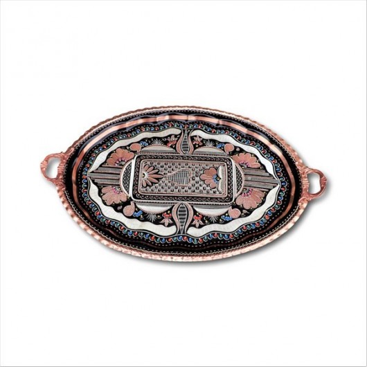 1 Mm Thick Rose Flower Oval Copper Tray