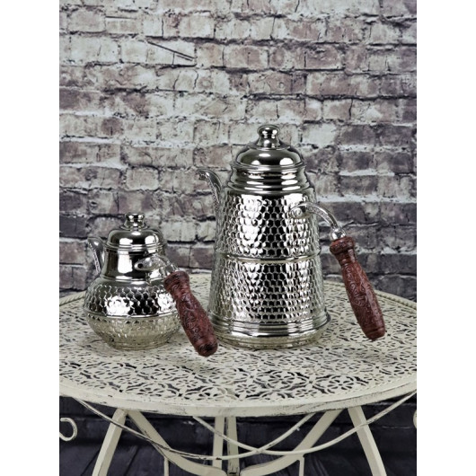 Nickel-Plated Honeycomb Brass Teapot Set