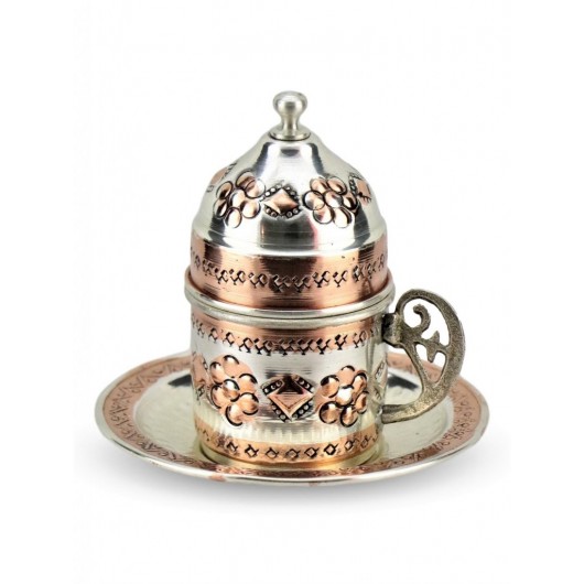 Handmade Luxury 5-Piece Engraved Royal Copper Coffee Set For Two