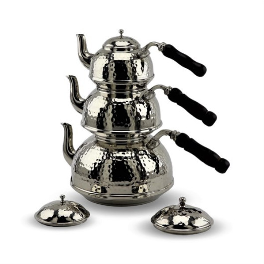 3 Size Nickel Plated Wrought Copper Teapot Set