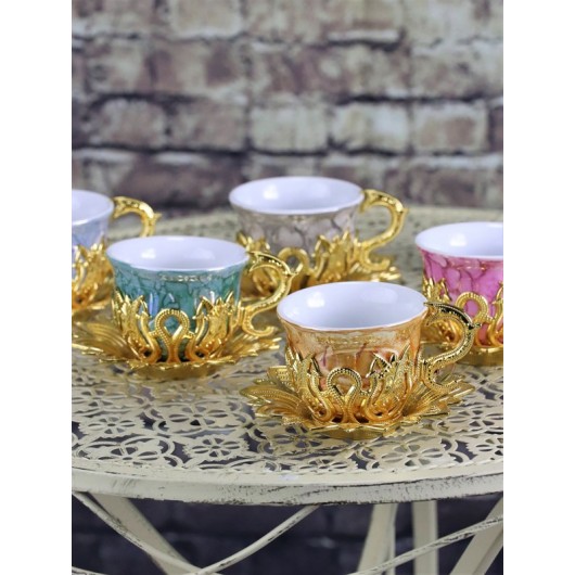 6 Pcs Gold Color Coffee Set