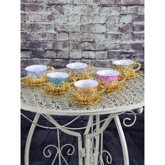 6 Pcs Gold Color Coffee Set