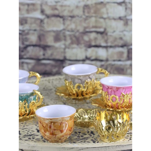 6 Pcs Gold Color Coffee Set