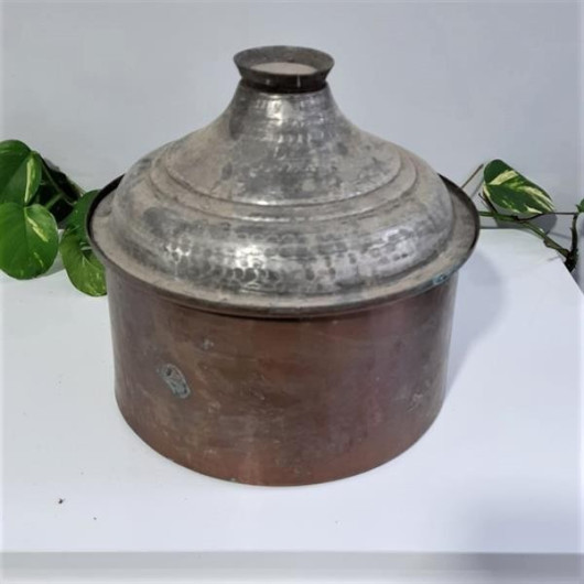 Old Plain Antique Copper Çalpara Soup Pot 30 Cm