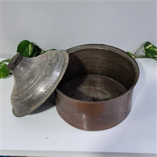 Old Plain Antique Copper Çalpara Soup Pot 30 Cm