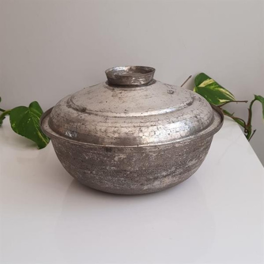 Old Pewter Antique Copper Çalpara Soup Pot 24 Cm