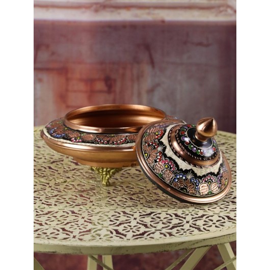 Rose Flower Leg Copper Sugar Bowl Large Size