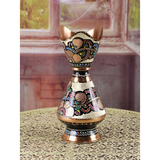 Rose Flower Decorative Copper Vase 25 Cm