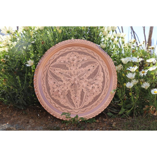 Set Of Cups, Jugs, And Trays Made Of Copper, With A Floral Pattern And An Antique Pattern